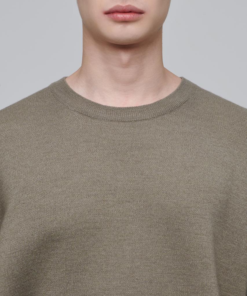 MUSINSA STANDARD Minimal Oversized Crew Neck Knit [Dusty Beige]