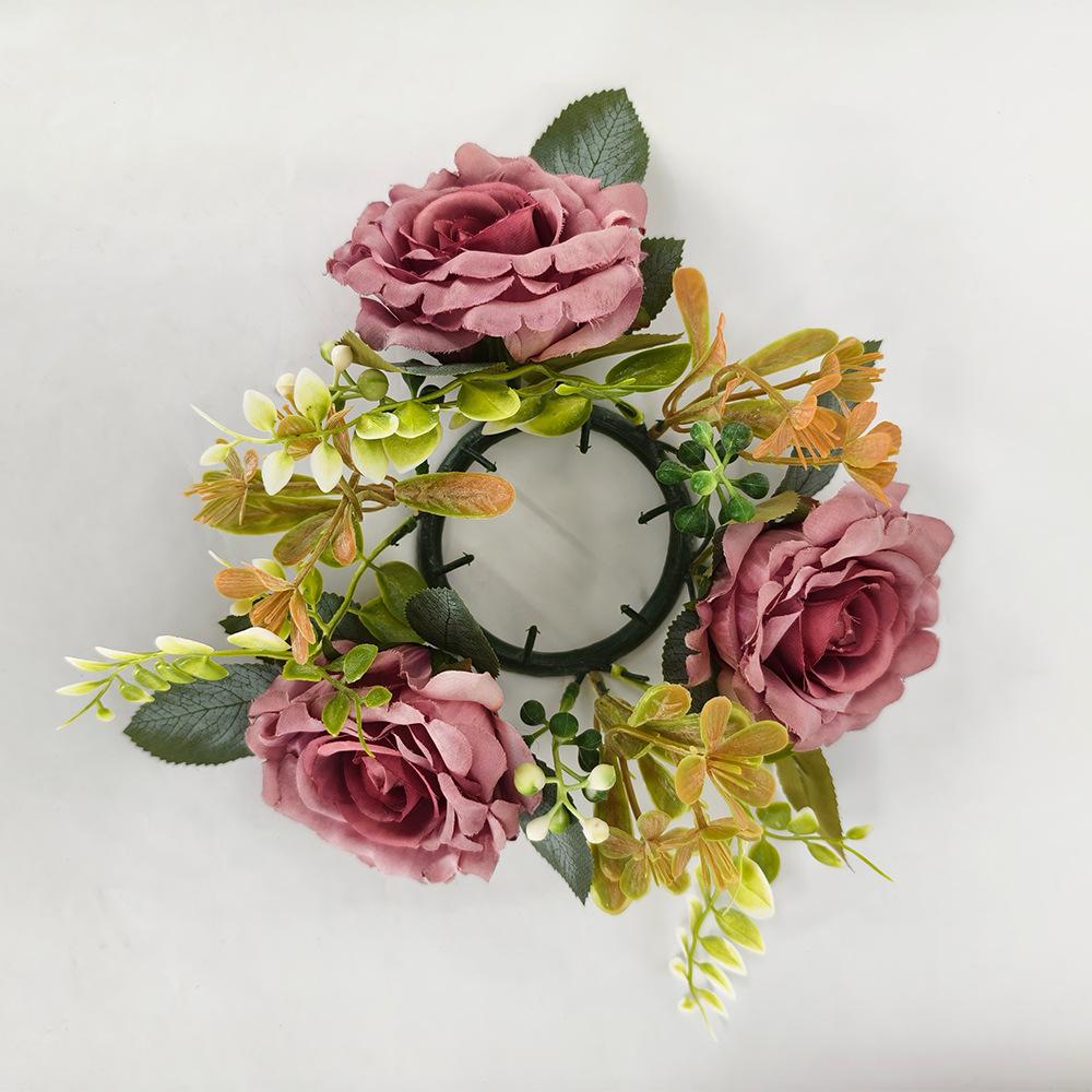 

Подсвечник с розами Happy Rose, венок из искусственных цветов, романтическая атмосфера, украшение для дома на свадьбу, рождественский стол, украшение для спальни