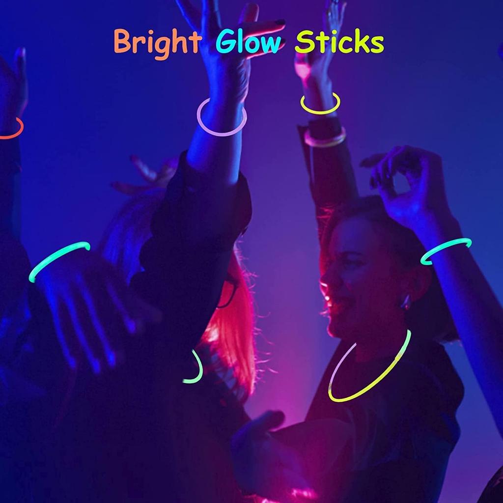 Glow Sticks 100pcs 8" with Connectors - Glow Bracelets, Necklaces for Kids, Adults Party, Festival, Halloween, Wedding, Christmas