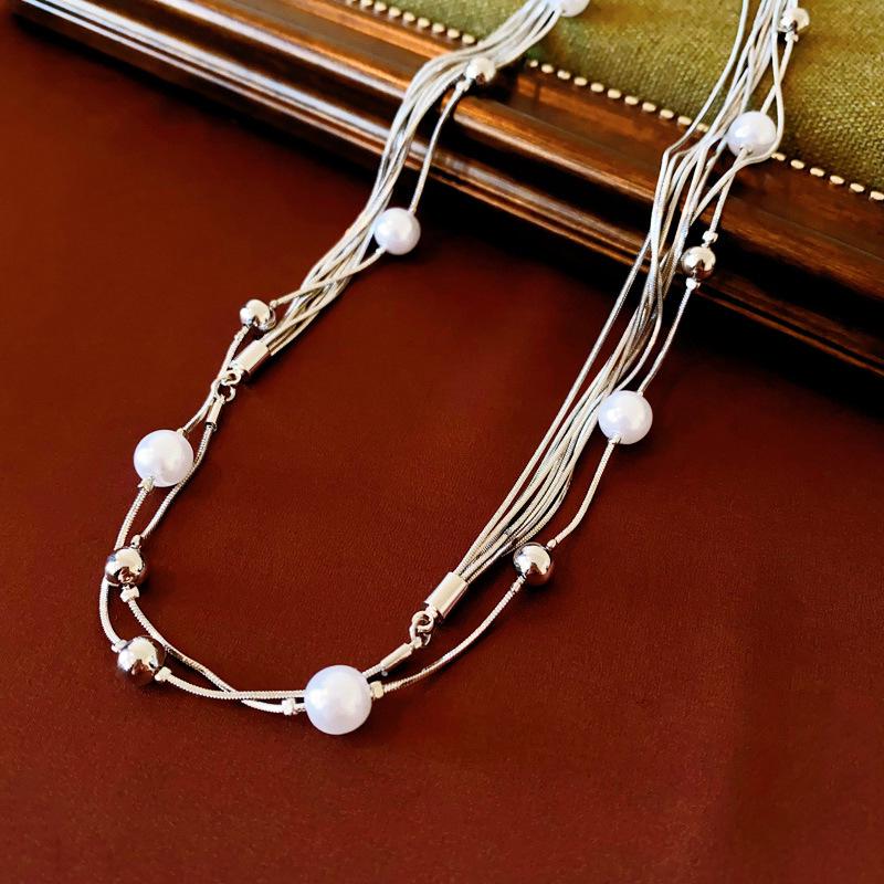 French Pearl Multi-Layer Necklace: Elegant, Versatile Fashion Accessory with Unique Design