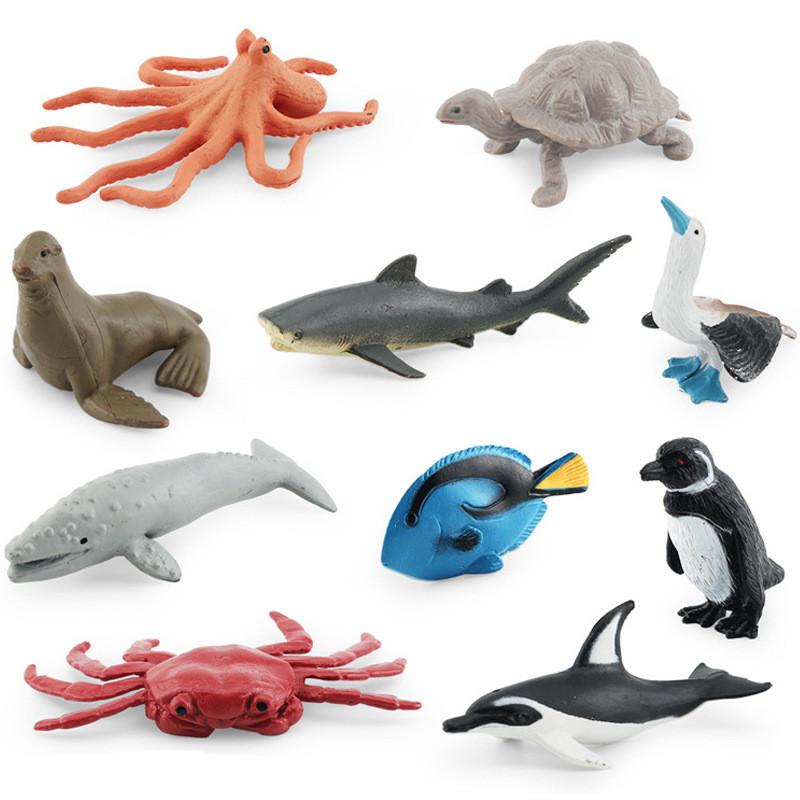 Realistisches Pazifik-Meeresbewohner Modellset PVC Grauer Walhai Krabbe Schildkröte