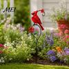 Grandma Memorial Tributes Red Bird Garden Stake, Metal Yard Art Hand Painted Lawn Flower And Ornament for Patio Pathway Site Stake
