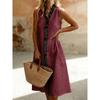 QICED Fashion Summer Spring Sleeveless V-Neck Casual Dresses