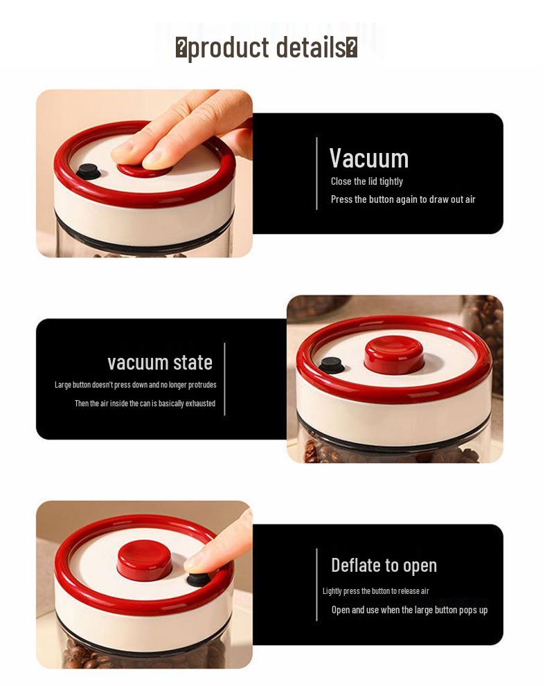 Vacuum Sealing Jar: Airtight, Moisture-Proof, Aroma-Lock, One-Key Operation for Tea, Coffee, Grains - Multi-Purpose Storage.