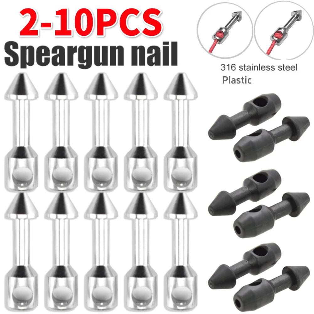 2-10PCS Spear Band Wishbone Nails Stainless Steel Nail Fish Fork Replacement Speargun Rubber Band for Spearfishing Diving