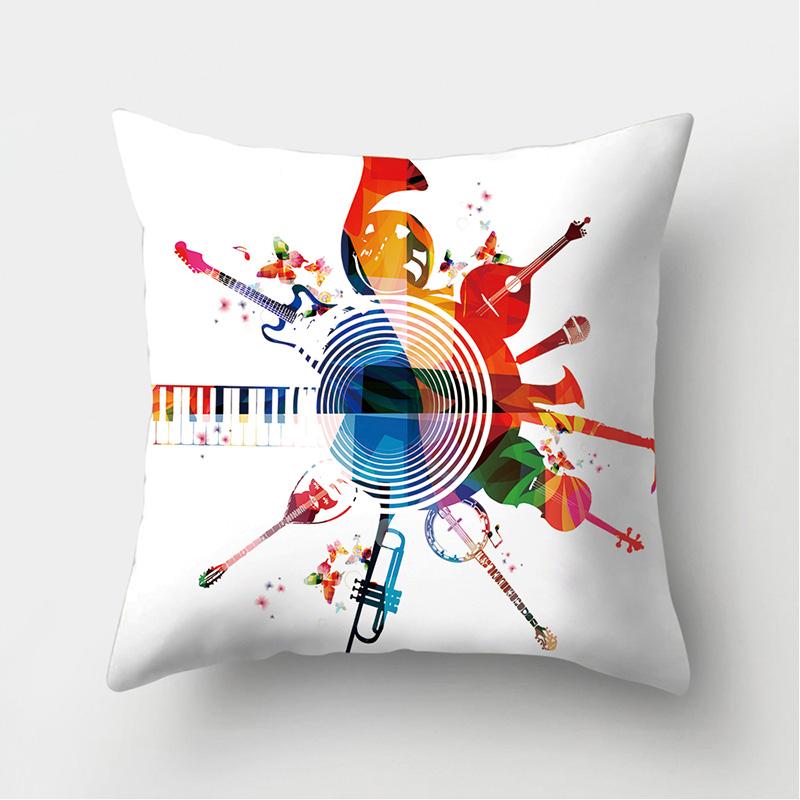 Cushion Cover Pillow Sofa Decorative Pillowcase Musical Instrument Pattern