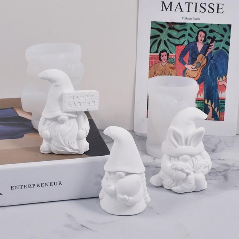 PåskeNisse Resinform 3D Ansiktsløs Gammel Mann Stearinlysform DIY Dverg Såpehåndverk Påske Vårfestrekvisita
