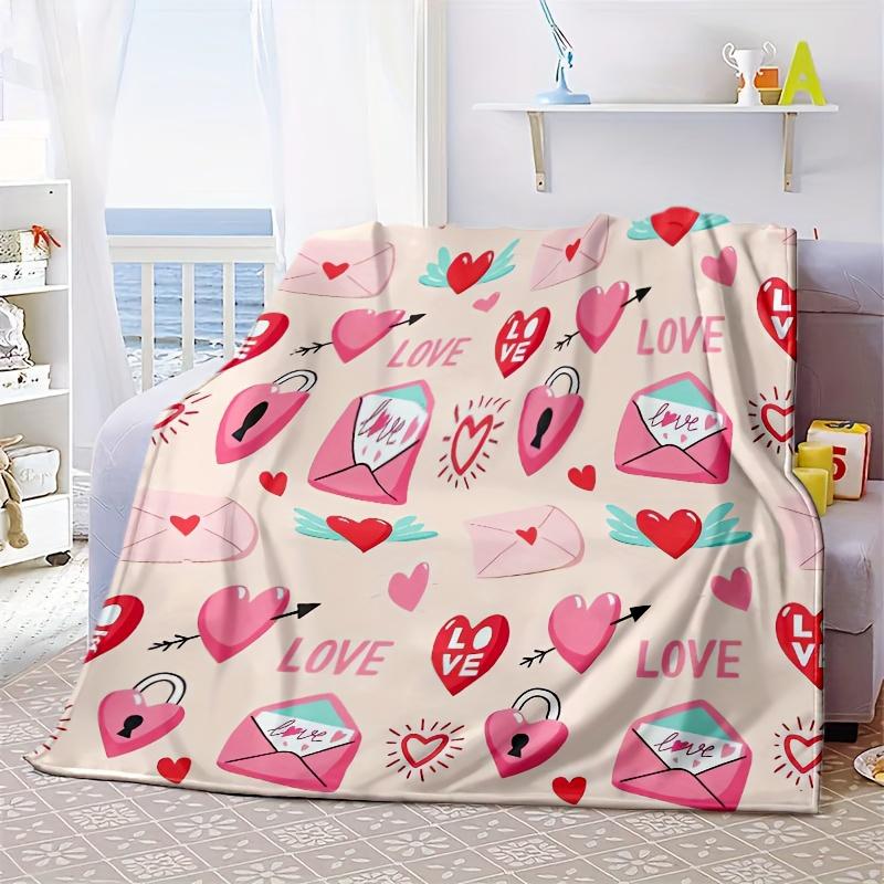Retro Lettering Love Letter Design Flannel Printed Blanket Suitable For All Seasons Suitable For Living Room Office Sofa Travel
