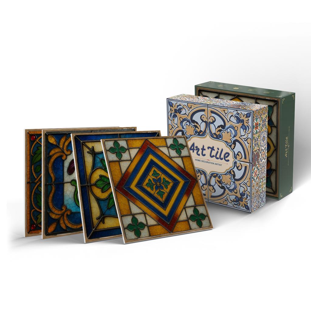 12/24 Pieces Thickened Pe Foam Tile Sticker Retro Tile Wall Sticker Self-Adhesive Waterproof Wall Sticker 15Cm