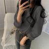 2023 Korean Style Women's Solid Color Long Sleeve T-shirt - Loose Fit, All-Match, for Spring & Autumn