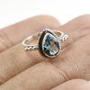 Natural Blue Topaz Ring, Teardrop Topaz Ring, Light Weight Dainty Ring, 925 Sterling Silver, Gift for Her, Birthstone Ring