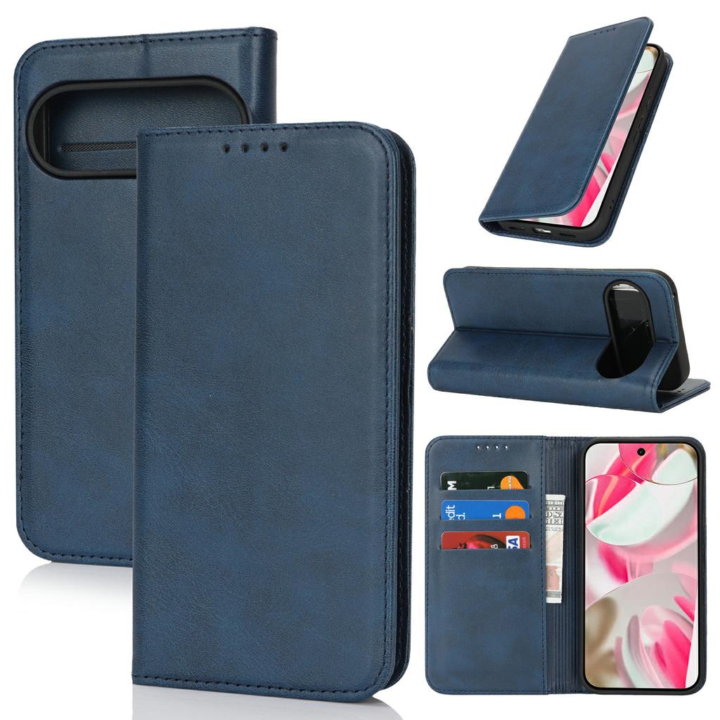 For Google Pixel 10/10 Pro Case PU Leather Calf Textured Magnetic Closing Smart Phone Cover