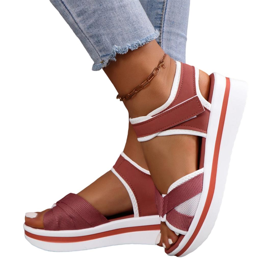 Women's Plus Size Casual Open Toe Sandals Adjustable Hook and Loop Strap Lightweight Platform Comfortable Summer Footwear