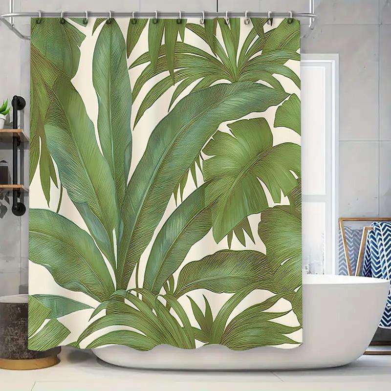 Dunika Chen Tropical Leaf Shower Curtain Bring The Lush Greenery Of A Rainforest Into Your Bathroom For A Fresh And Invigorating Experience
