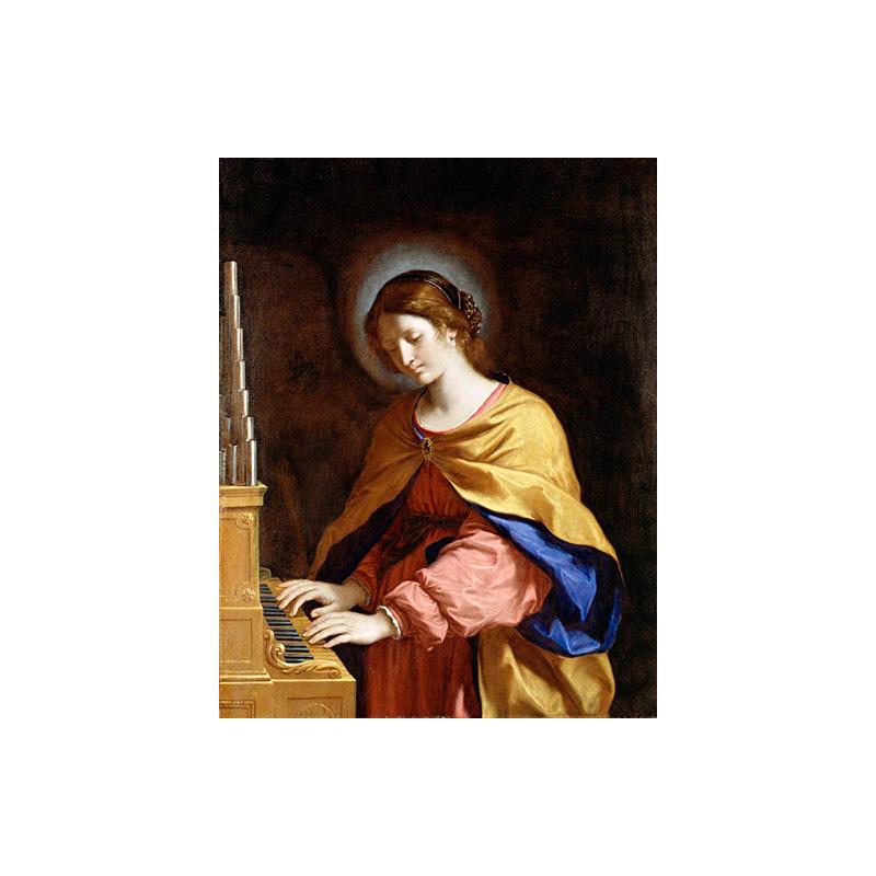 Catholic Patron Saint of Musicians Retro Canvas Painting Posters Print Religious Art Woman Pictures Room Home Wall Decor Cuadros