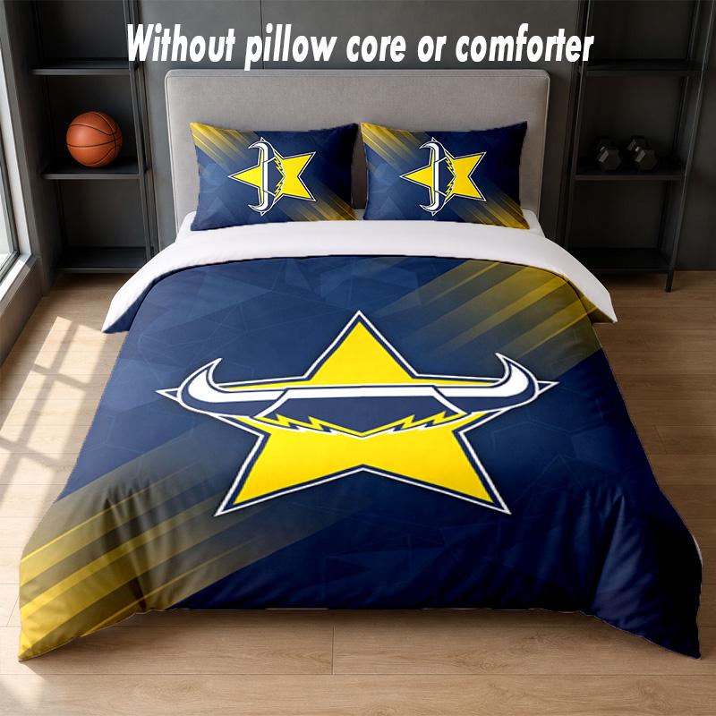 North Queensland Cowboys Design Bed Bedding Set 1 Duvet Cover + 2 Pillowcases Soft Breathable Household Bed Linens