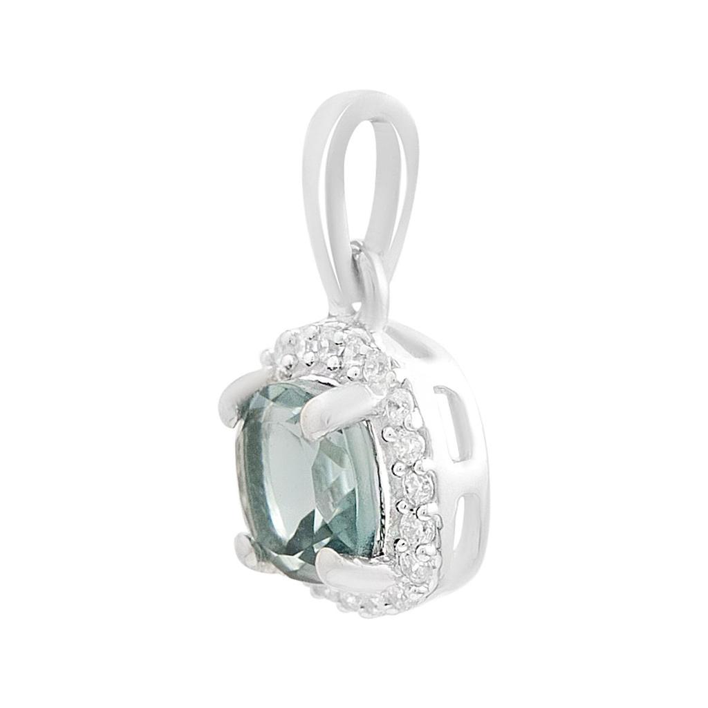 Серебряная подвеска с топазом Лондон Блю 1.062ct, фианитами (2204473)
