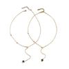 14K Gold Pentagram Oil Drop Pendant Necklace Stainless Steel Clavicle Chain Star Tassel Neck Chain Jewelry