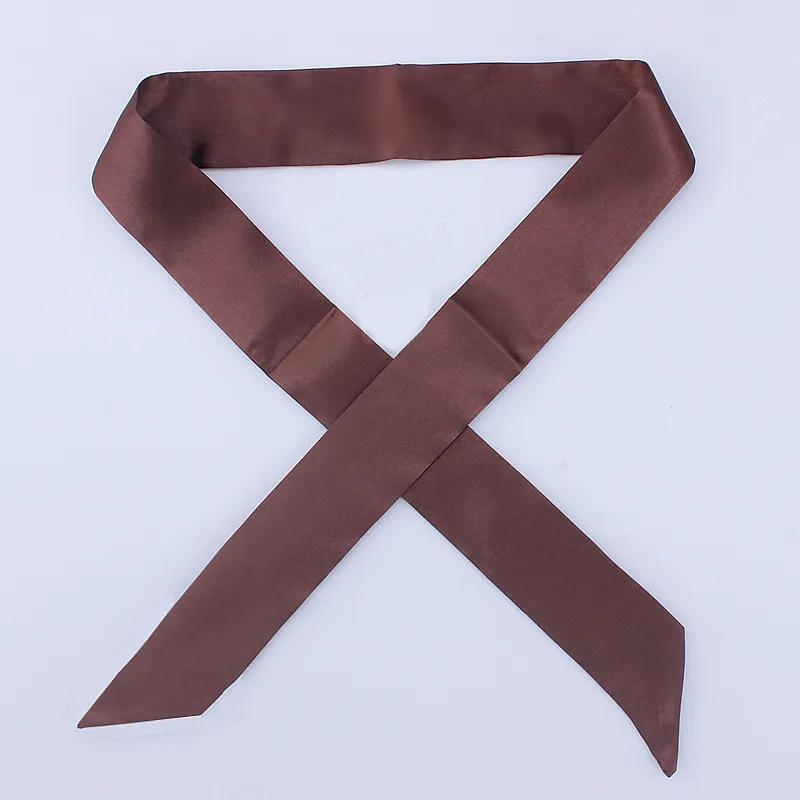 Fashion Women Narrow Solid Color Long Silk Scarf Satin Neck Tie Handle Bag Ribbons Luxury Headbands Skinny Scarves Neckerchief