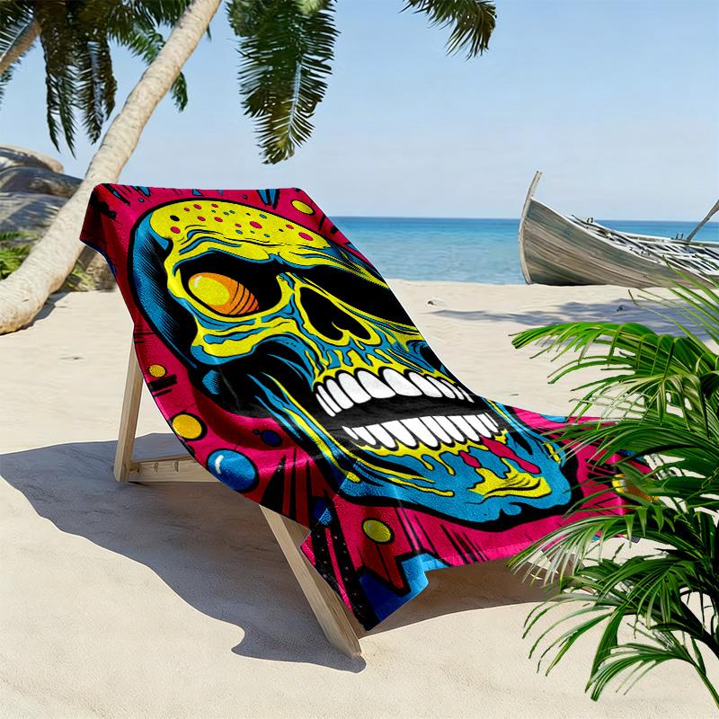 Colorful Skull 2D Flat Print Beach Towel, Large Soft Quick Dry Towel for Beach Camping SwimmingZSTJ0915141