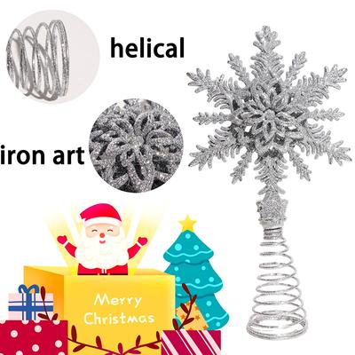 1 Stück Weihnachtsdekoration Weihnachten Goldprägung Exquisite Metall Partydekoration Schneeflocke Baumspitze Stern Glitzer