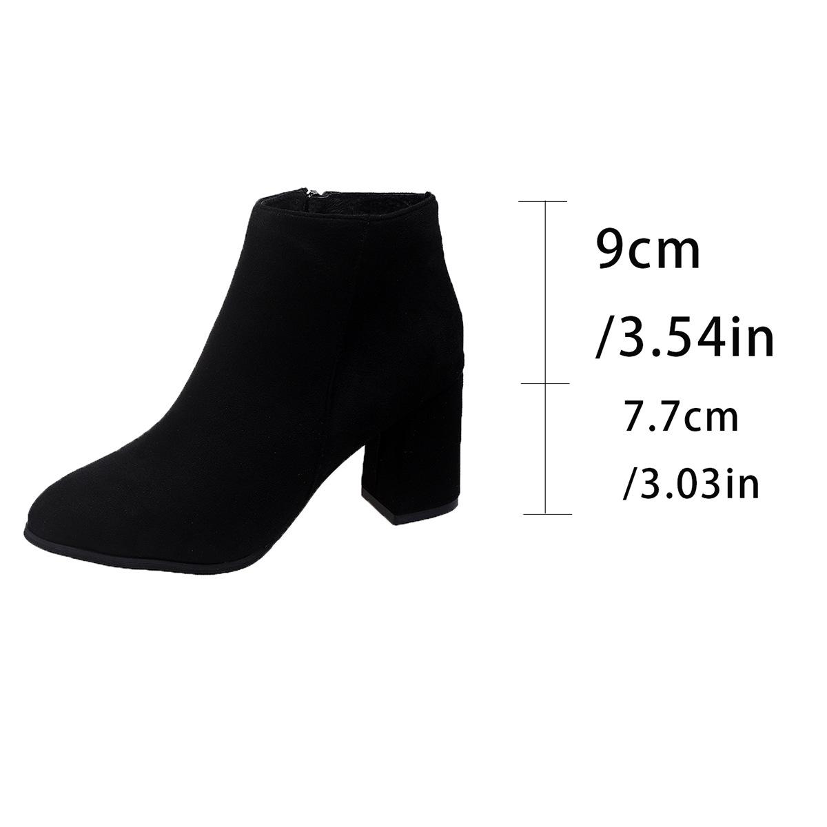 

22 autumn and winter new European and American large size pointed temperament beautiful thick heel side zipper tide boots 35 чёрный