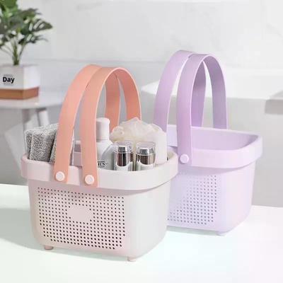 Plastic Storage Basket With Handle Portable Shower Caddy Tote Organizer Basket Bin For Bathroom Kitchen Dorm Room Bedroom, Green