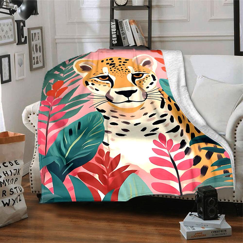 1pc Cheetah Print Blanket - Perfect Gift for Birthdays, Christmas & Halloween- Soft, Warm & Versatile yy250909152