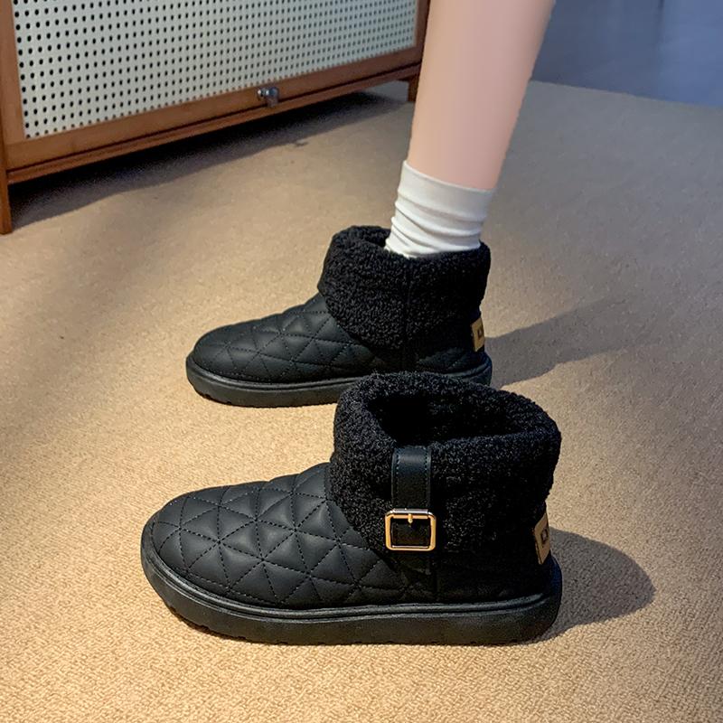 Modne Damskie Zimowe Ocieplane Bawełniane Buty Krótkie Kalosze Nowy Styl 2024 Śniegowce Zintegrowane Buty z Futrem