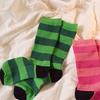 Raspberry Powder Skin-Whitening Women's Mid-Calf Color Block Socks - Trendy, Versatile Autumn/Winter Pile Socks