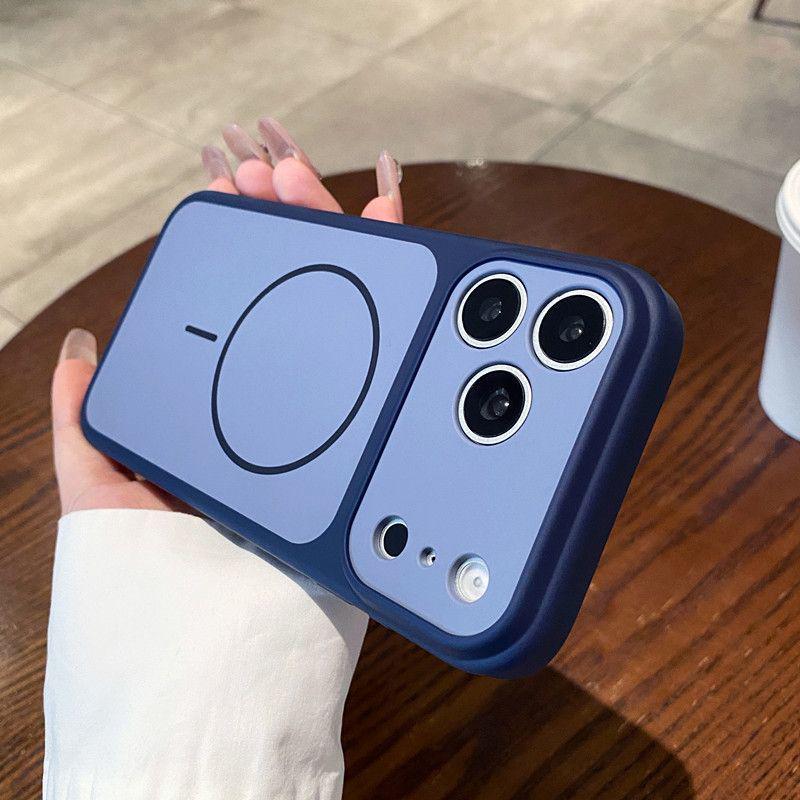 

AI Camera Compatible Full Coverage Magnet Case for Apple iPhone 17 Pro Max - Skin-Feel Color Block Design 17 Pro (with AI Camera Button)