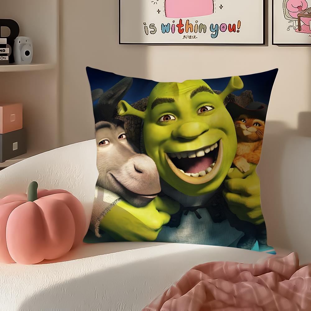 Hilarious Movie SShrek Cushion Cover Pillowcase Short Plush Invisible Zipper Room Sofa Cushion Cover
