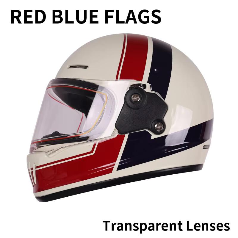 Motorcycle Vintage Full Helmet Motorcycle Cruiser Helmet with Multiple Color Lens Options Retro Bike Headgear for Riders M