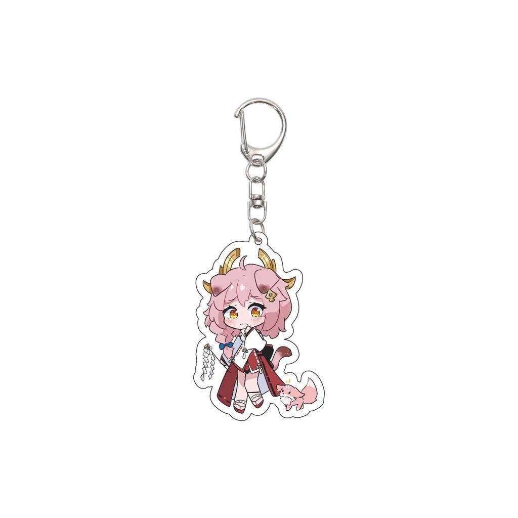 55MM Anime Genshin Impact Keychain Yae Miko Key Chain Acrylic Model Plate Christmas Gifts