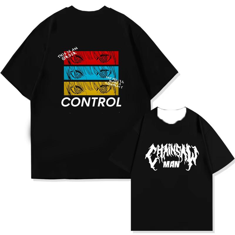 Anime Chainsaw Man T-Shirt Denji Power Manga Graphic Tee Men Summer Short Casual Japanese Cartoon Streetwear T-shirt Comfortable