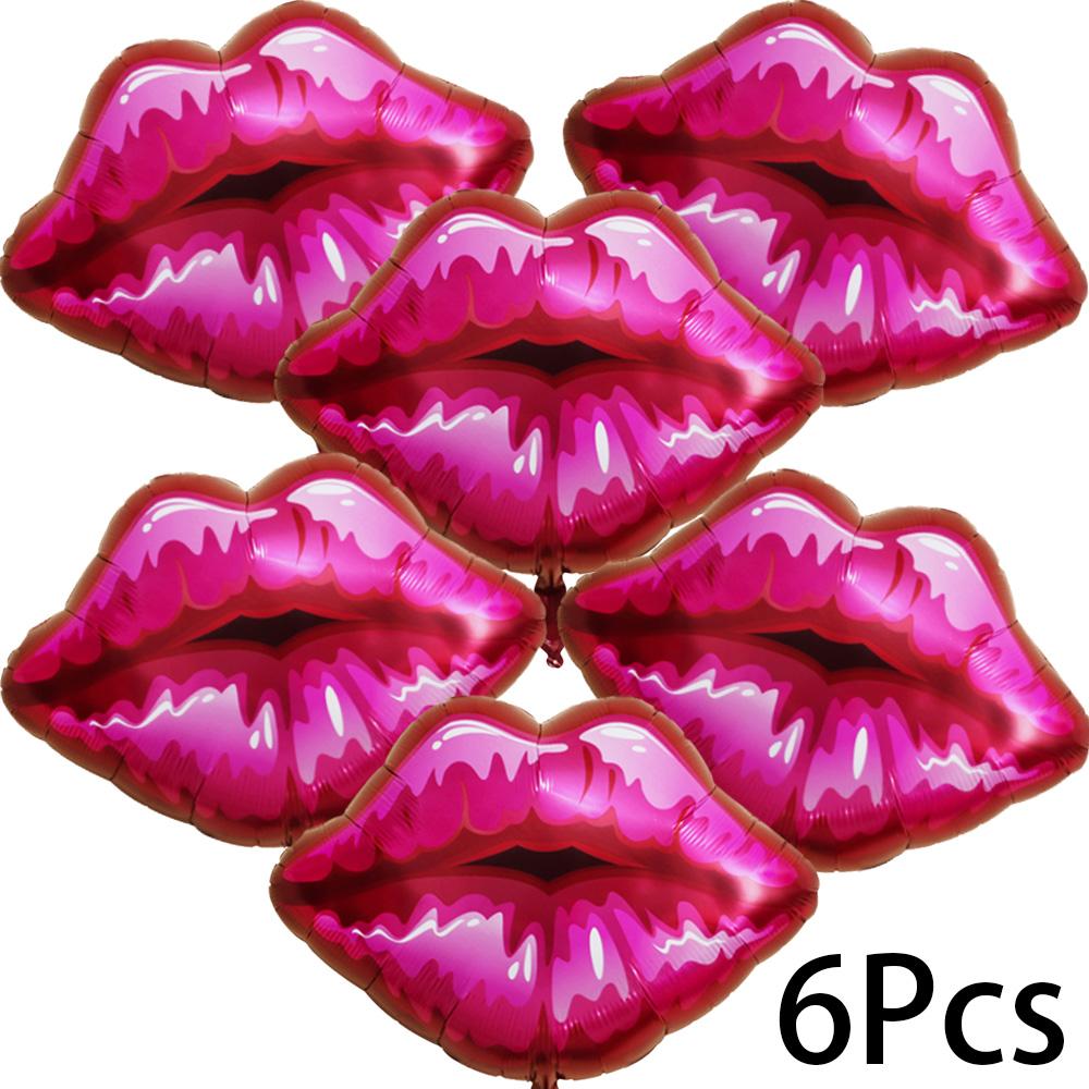 6-Pack 21inch Large Red Lip Balloons, Aluminum Film Balloons for Couple Dates, Suitable for Couple Dates, Anniversary Celebrations, Proposal 21 Inch