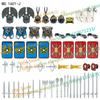 N501U-504U Medieval Castle Knight Building Blocks Figures Four Side UV Printing King Warhorse Weapons Accessories Toys Kid Gifts