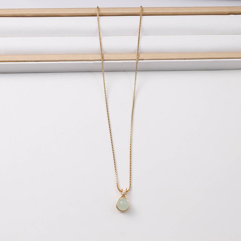 Vintage Emerald Gradual Change Safety Buckle Necklace, Lucky Flower Beauty Waist Pendant Resin Necklace