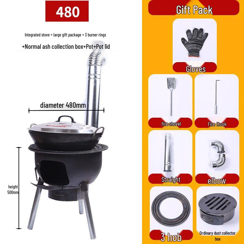 Portable Outdoor Firewood Stove with Threaded Round Legs - New Model