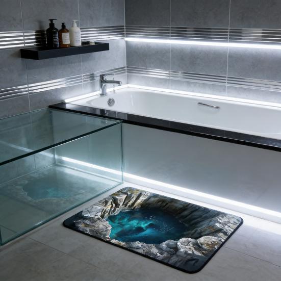 Dywan 3D z wizualną dziurą, iluzja optyczna, mata podłogowa, antypoślizgowa, chłonna mata łazienkowa, realistyczna głębia