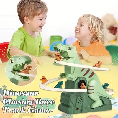 Dinozor Merdiven Tırmanma Oyuncak Dinozor Arabaları Tırmanma Kaydırağı Müzikli Oyuncak Kovalama Yarışı Elektrikli Rulo Pist Oyunu Çocuklar İçin Noel