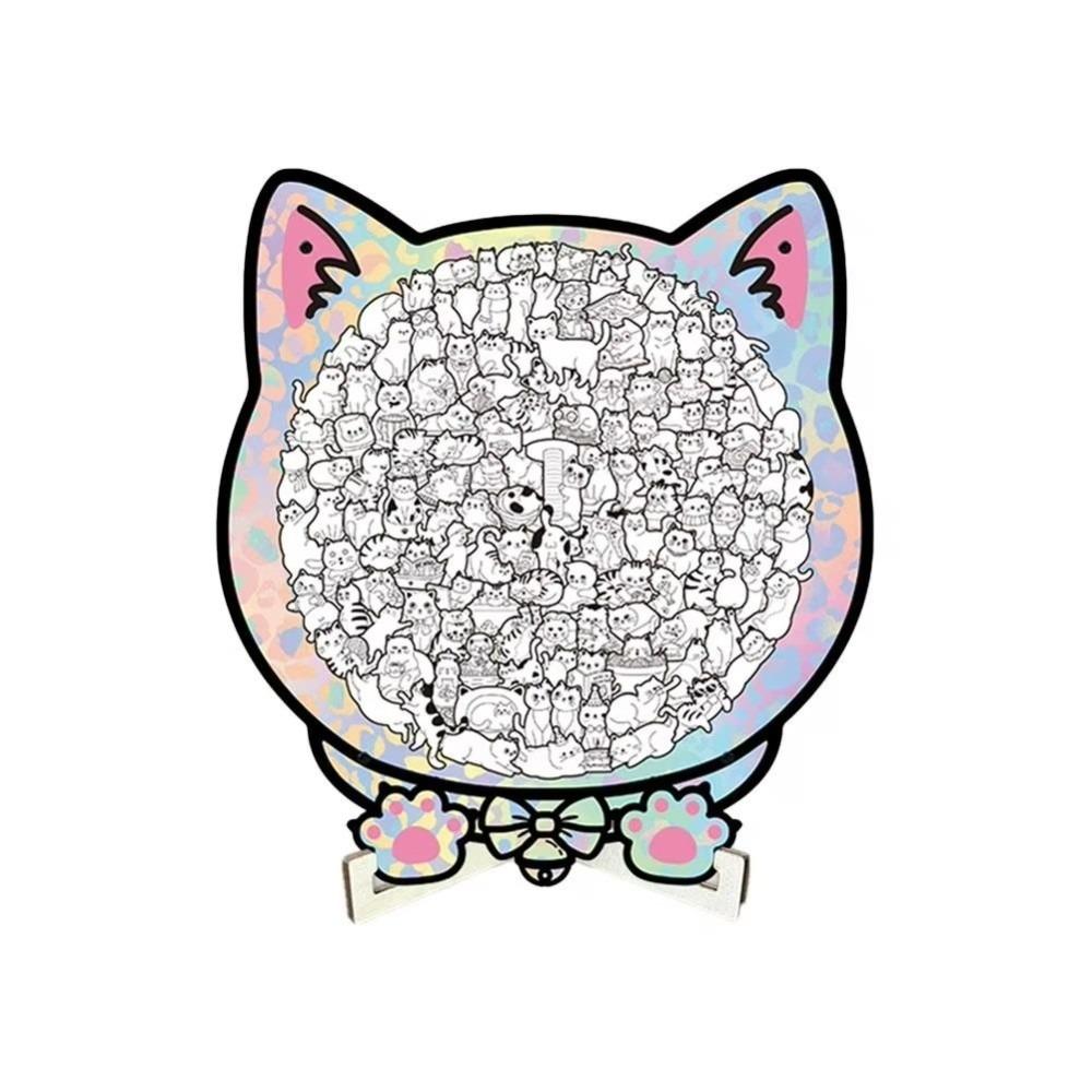 135-piece Morandi-colored Cat-shaped Puzzle Macaron Color with Cat Silhouette Frame Cut Cat Pieces Cat Puzzle Ornaments