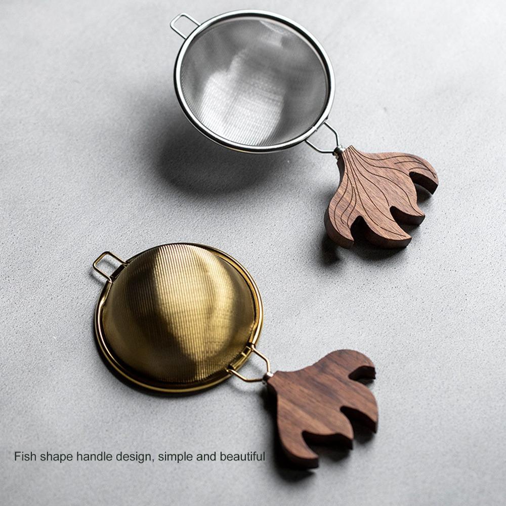 Tea Accessories Stainless Steel Tea Strainer Fine Mesh Wooden Handle Tea Filter Easy To Clean Tea Sifters Home Use