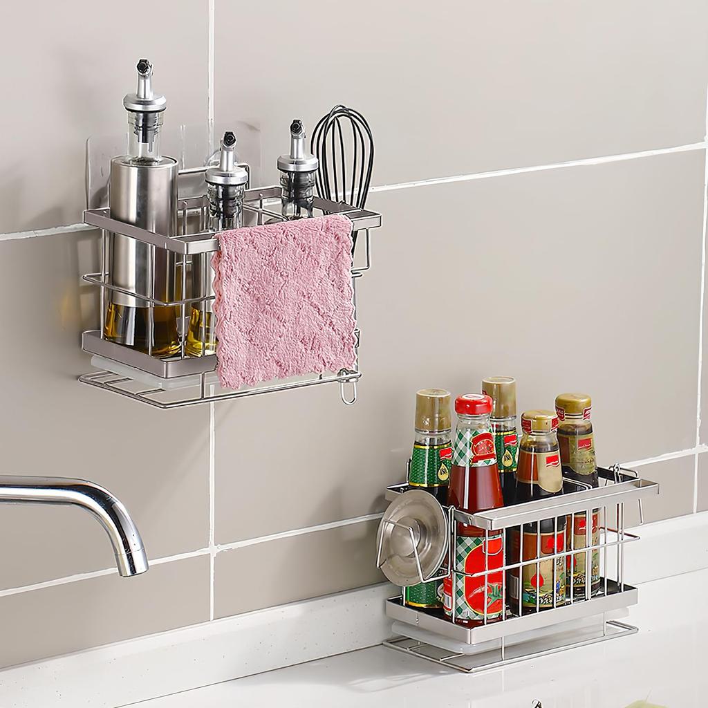 susunnus Sponge Drainer Stainless Steel Small Item Basket Drainer Rack for Kitchen with Seal Automatic Drain No Holes Needed Kitchen Storage Space