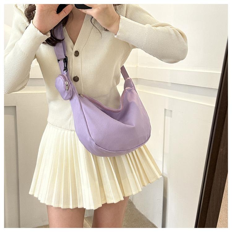 Nylon Clutch Bag for Women Fashion Solid Color Shoulder Crossbody Purse Trendy Daily Casual Handbag KTB