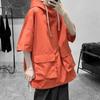 Summer and Autumn Hooded Short-sleeved T-shirt Men's Korean Version Half-sleeved Sweater Men's All-match Student Loose Hooded 5-point Sleeve Top