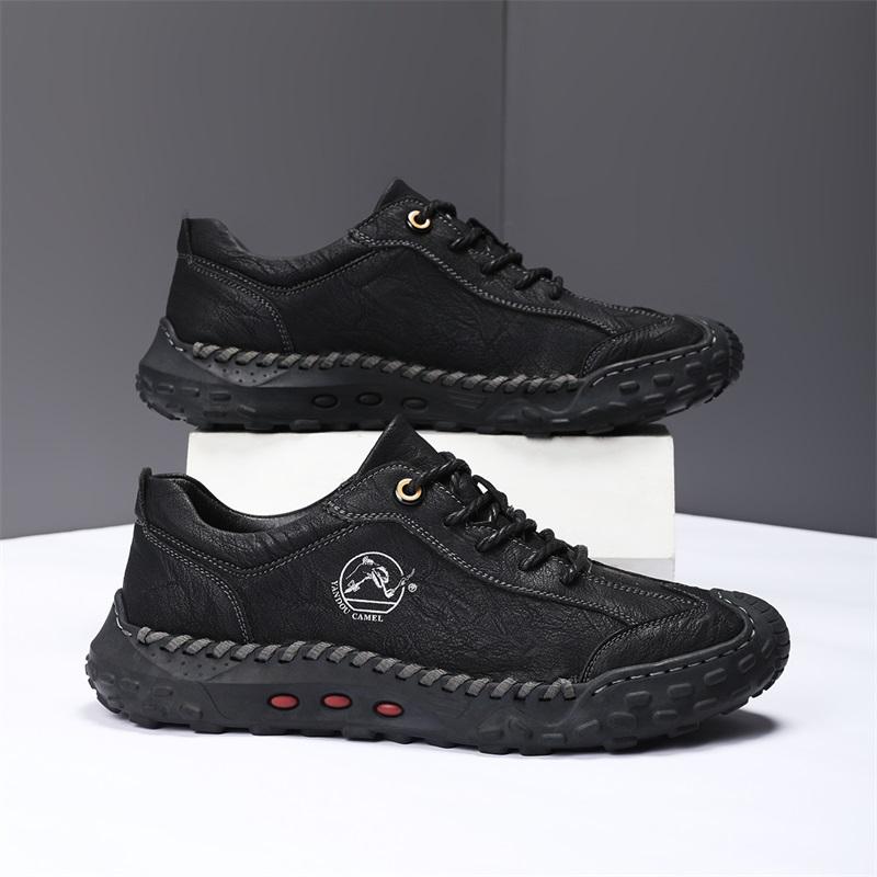 

Модные мужские кожаные повседневные кроссовки ручной работы дышащая обувь мягкие низкие рабочие туфли 48 чёрный