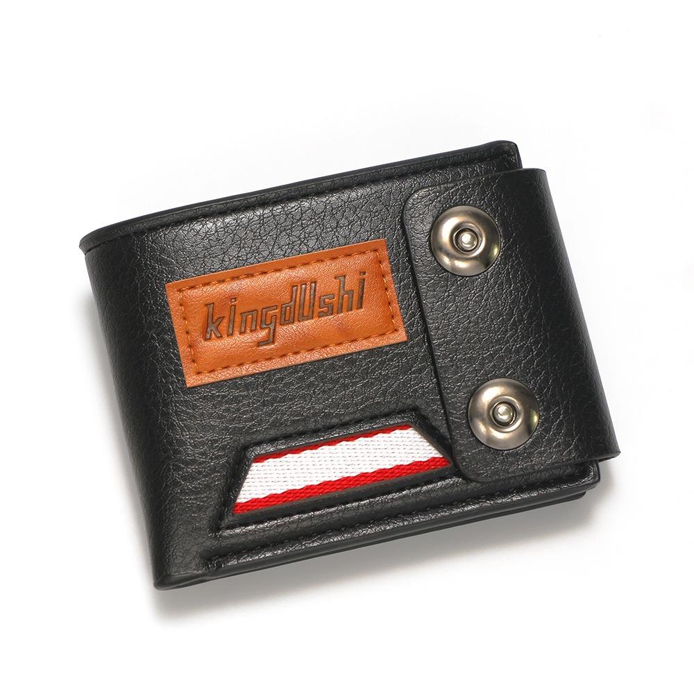 

Мужской кошелек-портмоне большой вместимости, противокражный, однотонный, отделение для карт, из ПУ кожи, держатель для карт, деловой чёрный