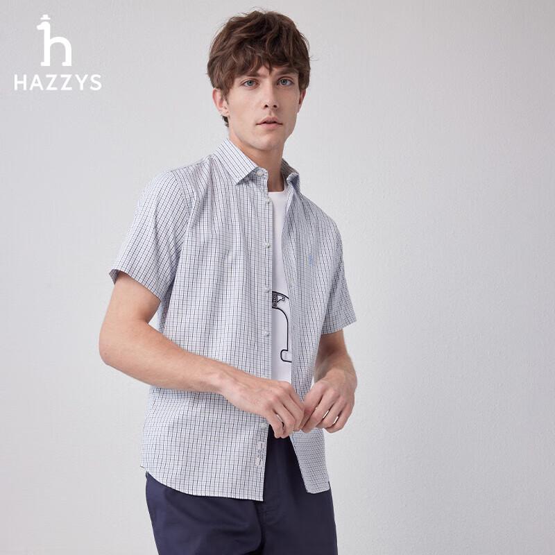 Мужская летняя рубашка HAZZYS в мелкую клетку Оксфорд с коротким рукавом 54