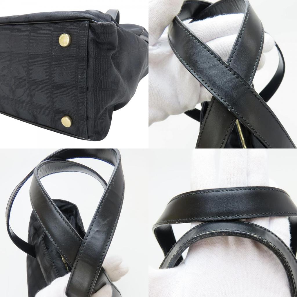 Used CHANEL Tote Bag Tote GM New travel line COCO Mark Jacquard nylon/leather black 9th